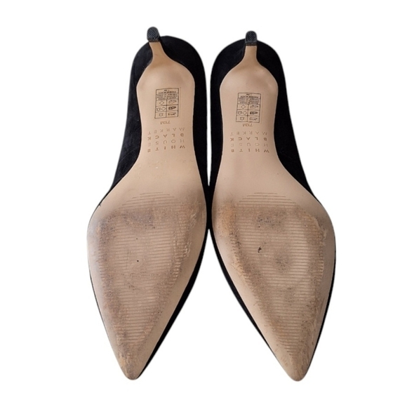 White House Black Market Suede Leather Kitten Heel Low Pumps Classic Office - Picture 8 of 8